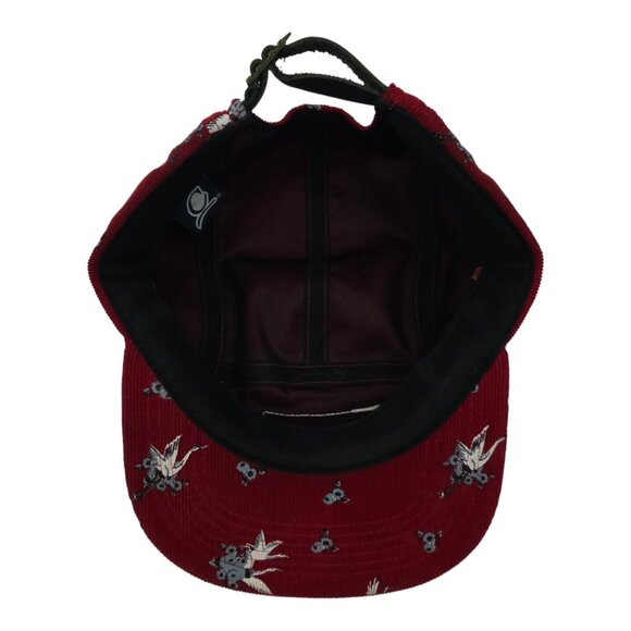 Original Chuck Red Corduroy Swans Leather Tuck Strap Cap Trucker Baseball Hat - Picture 5 of 14